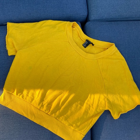 Forever 21 Tops - YELLOW FLEECE CROP TOP
